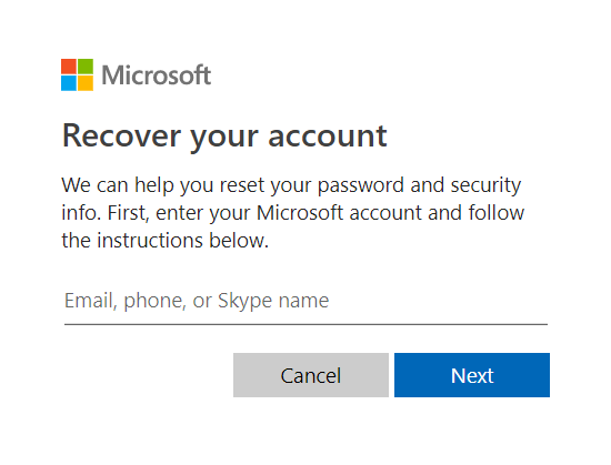 Microsoft Windows password recover